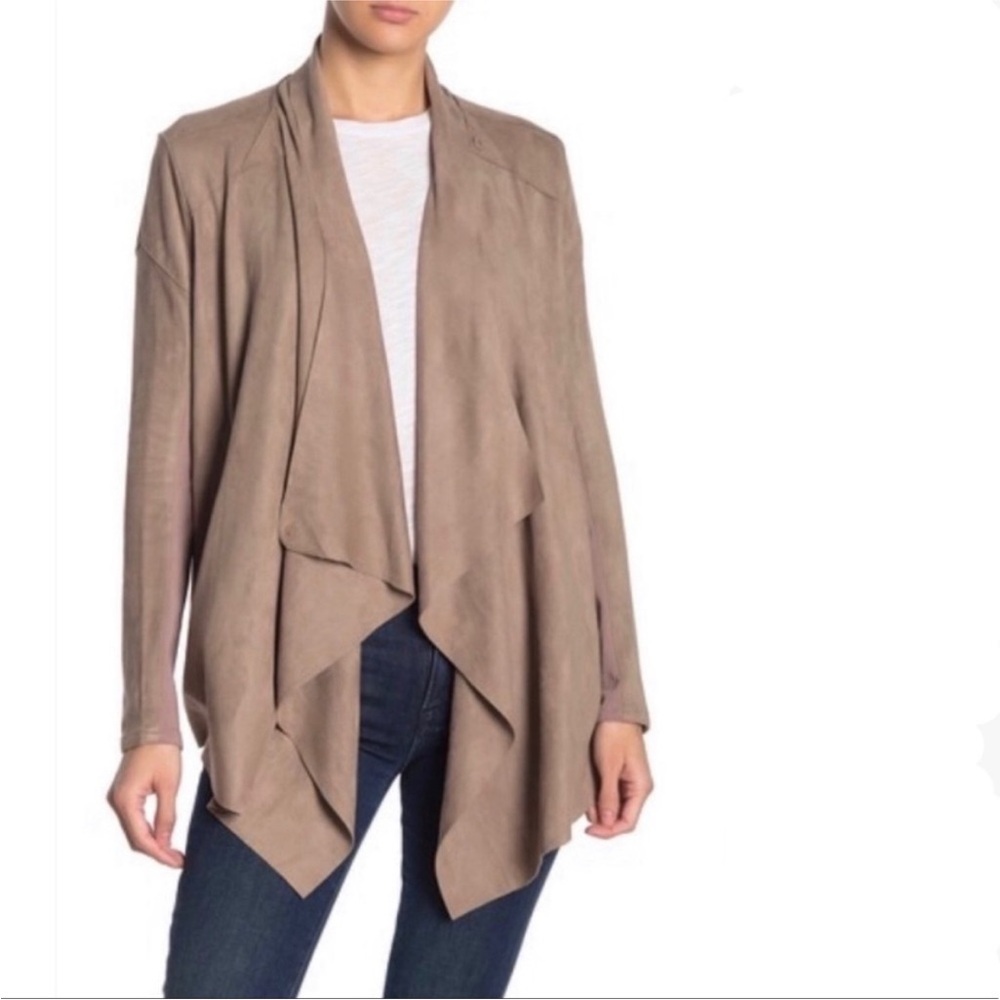 Gray faux suede cardigan